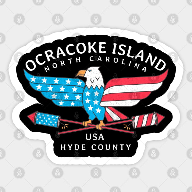 Ocracoke Island, NC Summer Patriotic Pride Fourth of July Sticker by Contentarama